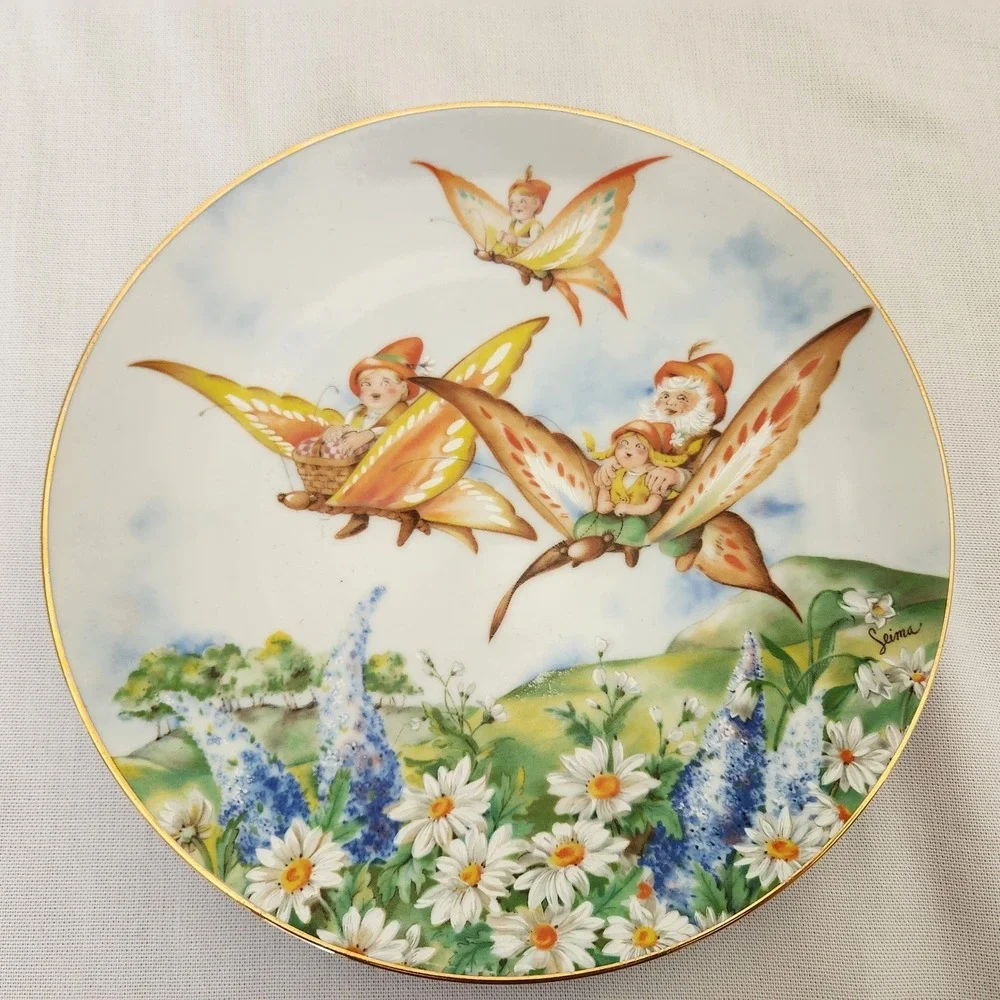 Fantasy Fairy Collector Plate Woodmere Off to the Picnic Seima Little People Vtg